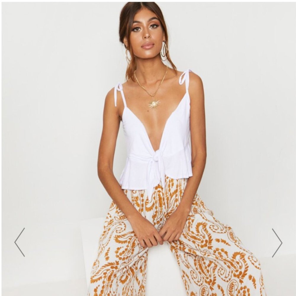 NWT PLT WHITE JERSEY FRILL DETAIL CAMI